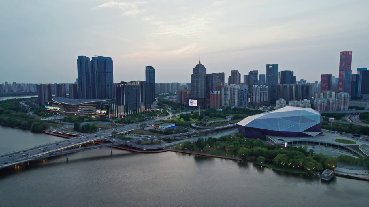 中国辽宁沈阳城市风光航拍视频素材