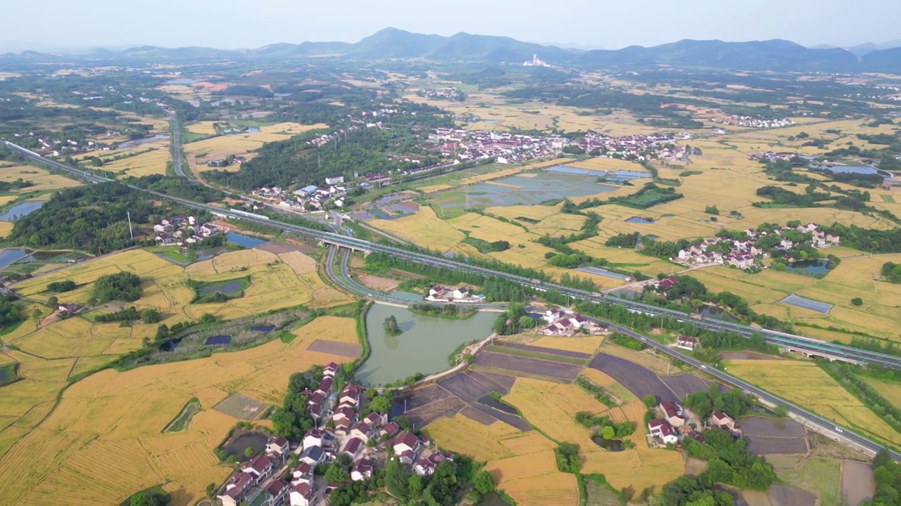 航拍中国安徽省宣城市郎溪县凌笪镇夏日田园风光视频素材