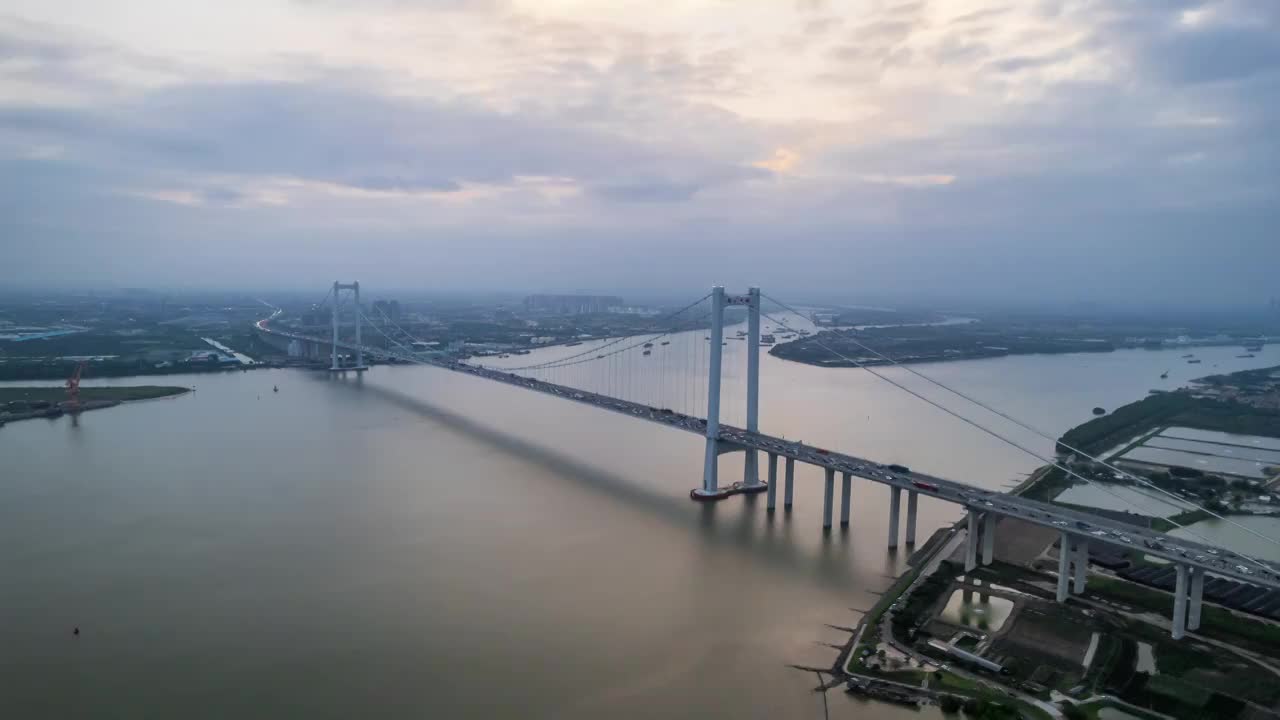 跨海大桥，南沙大桥，虎门二桥，车流，交通，晚霞，延时视频视频素材