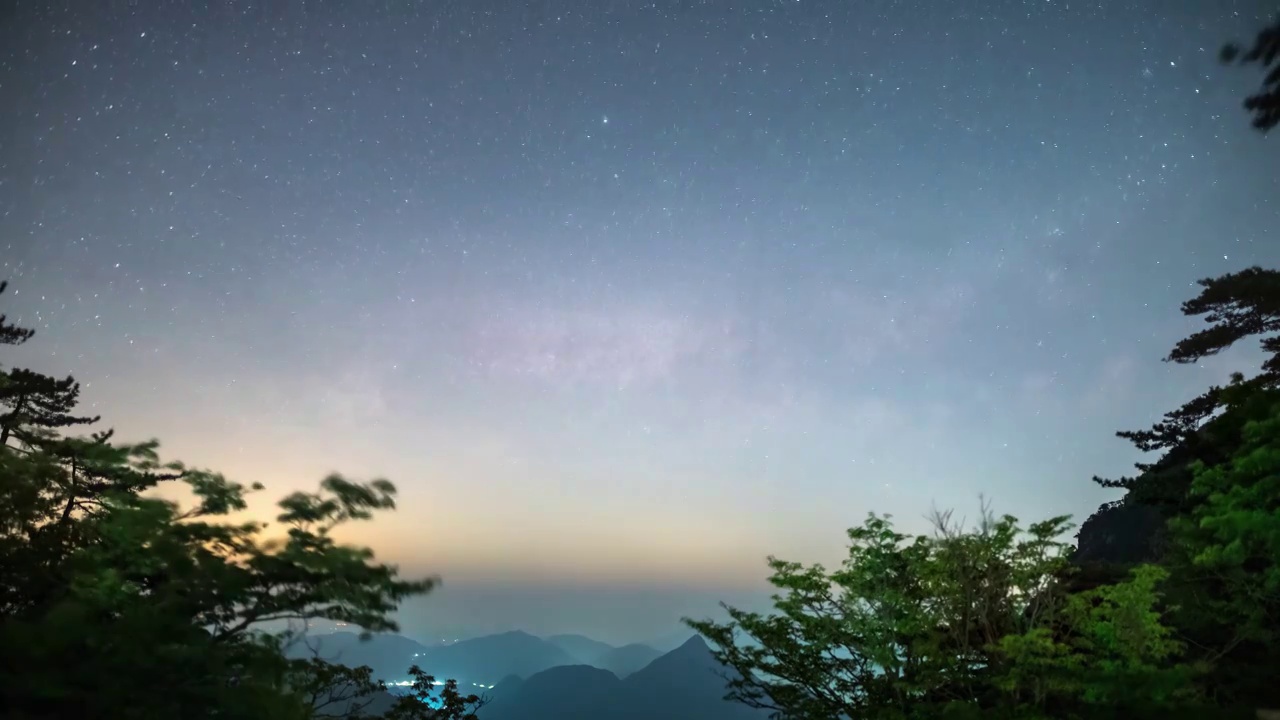 星空延时银河升起-安徽六安市舒城县万佛山视频素材