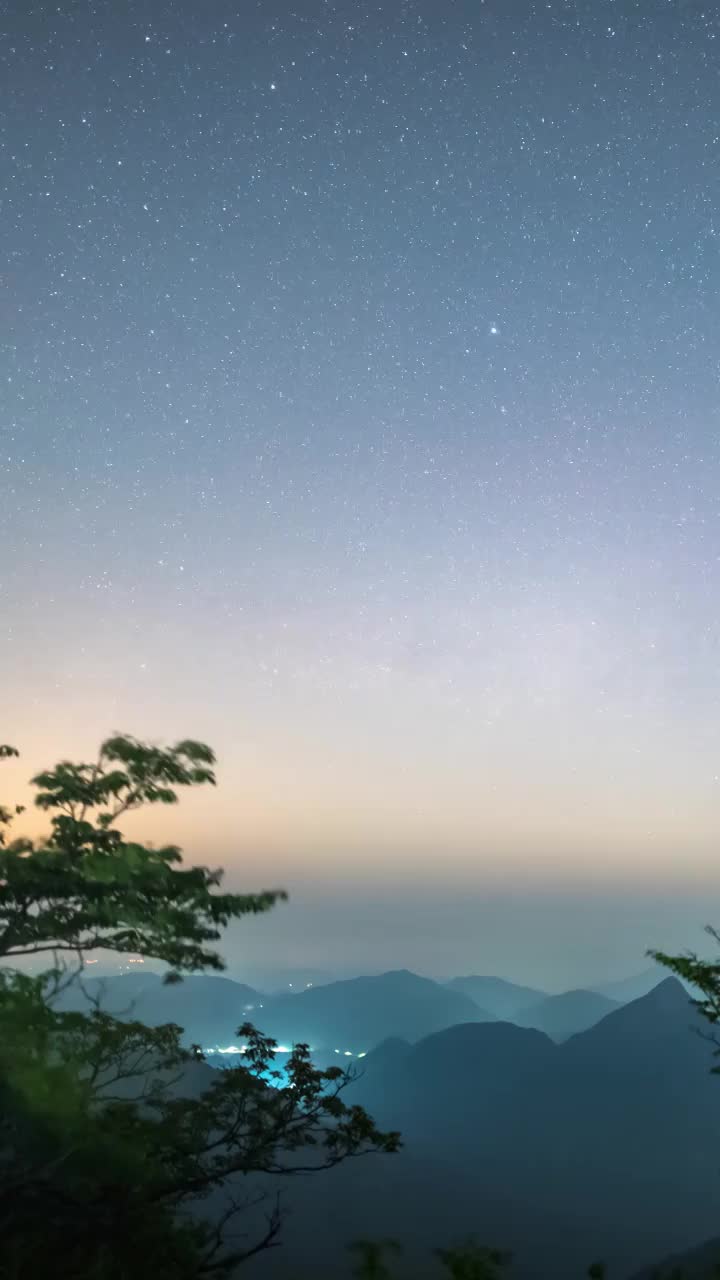 星空延时银河升起-安徽六安市舒城县万佛山视频素材