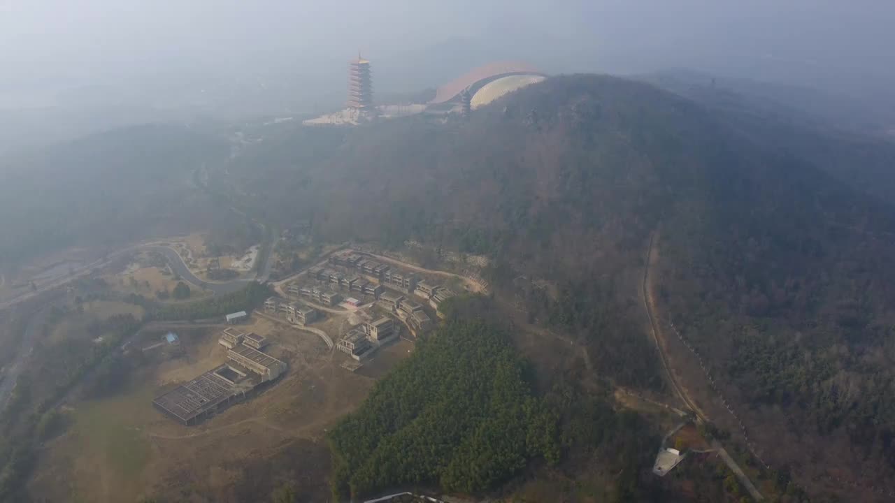 南京 牛首山 佛顶宫 佛顶寺 朝天阙 江宁区 航拍 森林公园视频素材