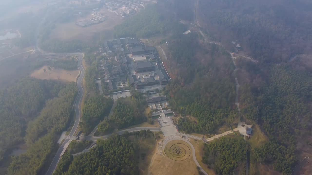 南京 牛首山 佛顶宫 佛顶寺 朝天阙 江宁区 航拍 森林公园视频素材