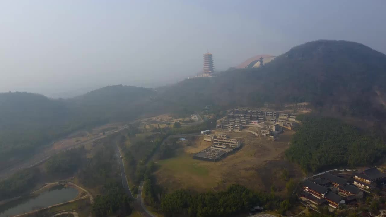 南京 牛首山 佛顶宫 佛顶寺 朝天阙 江宁区 航拍 森林公园视频素材