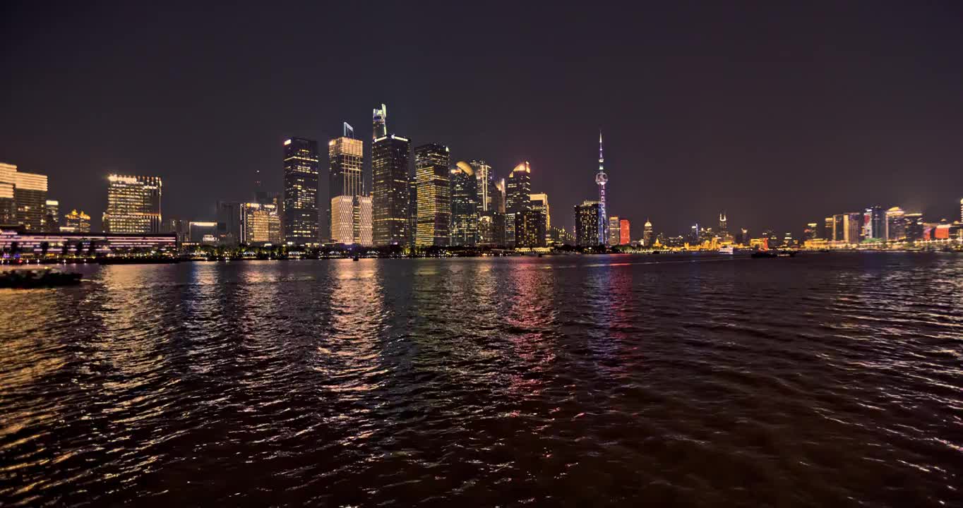 亚洲中国上海北外滩黄浦江夜景慢镜视频下载