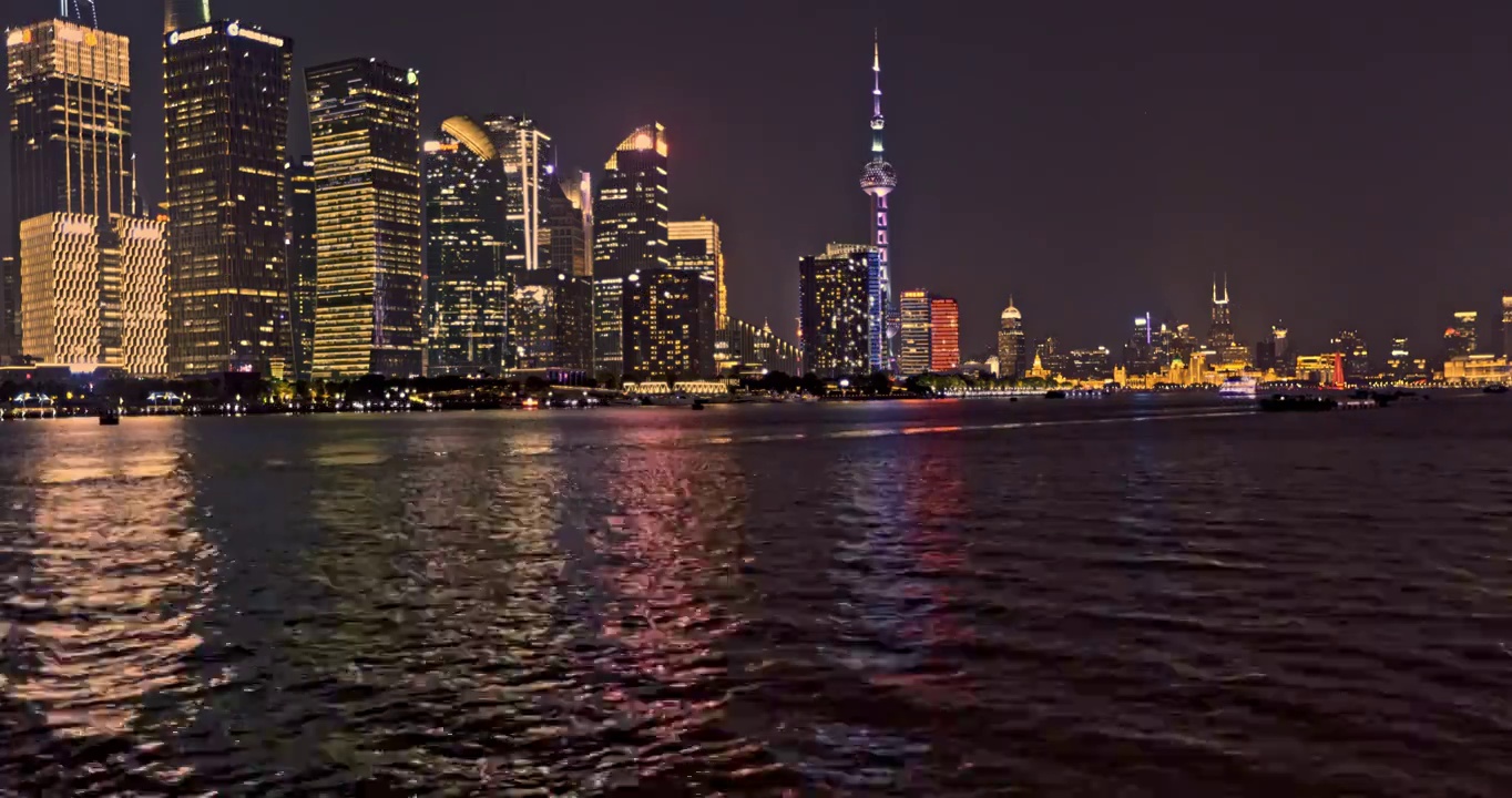 亚洲中国上海北外滩黄浦江夜景慢镜视频下载