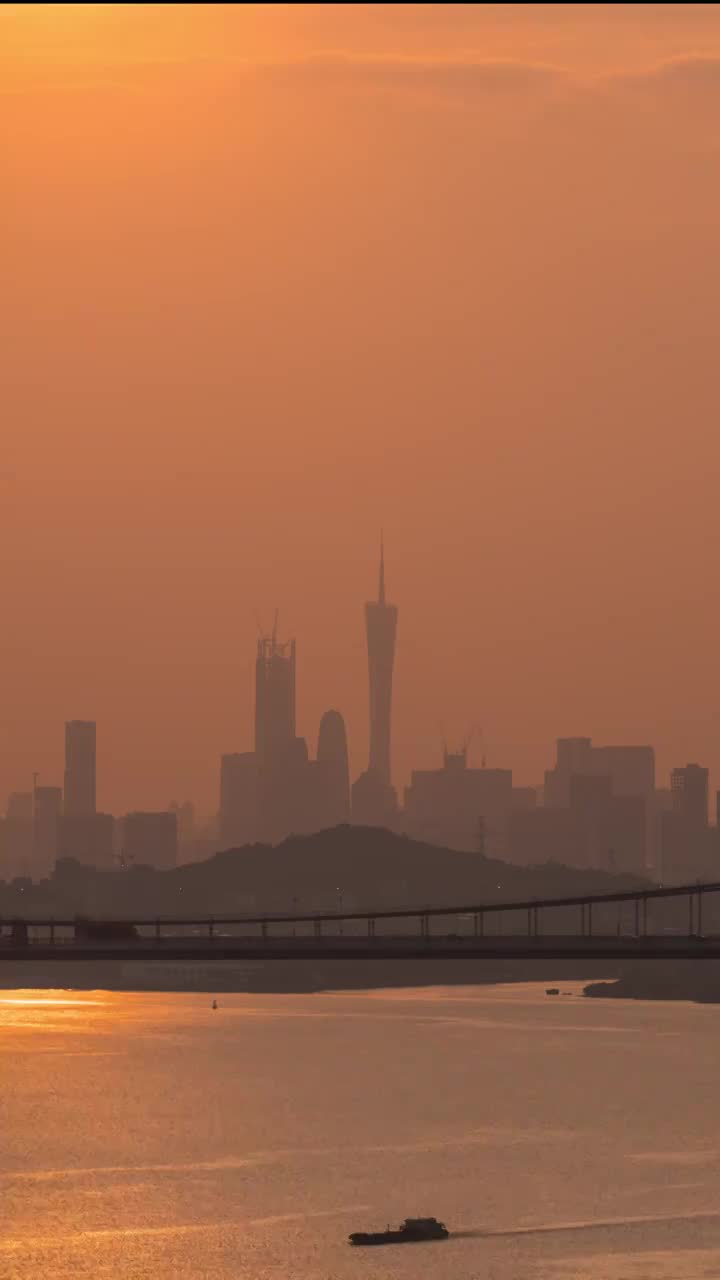 广州黄埔大桥日落视频素材