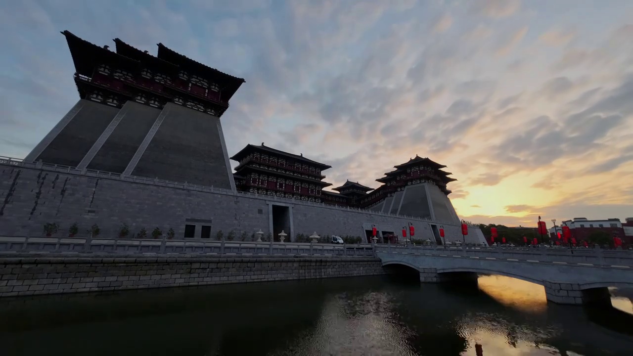 洛阳应天门朝霞延时视频素材