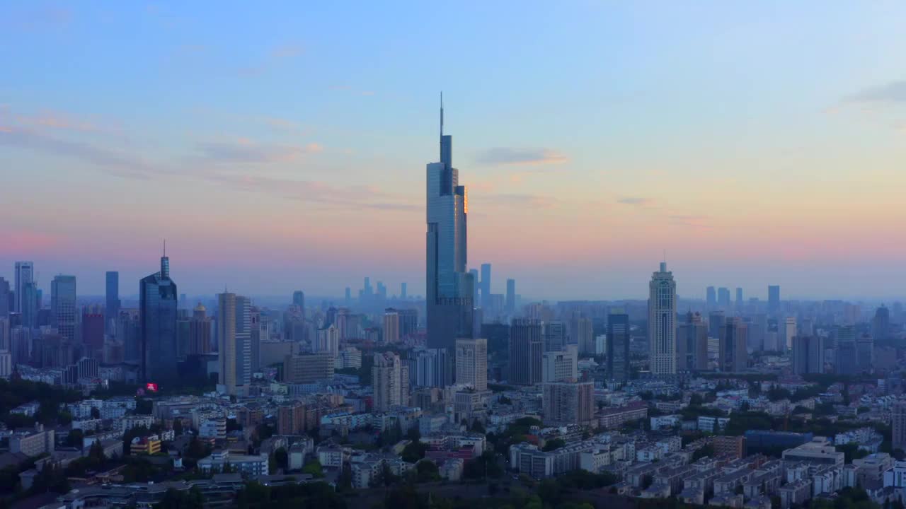 航拍南京现代城市风光夜景视频素材