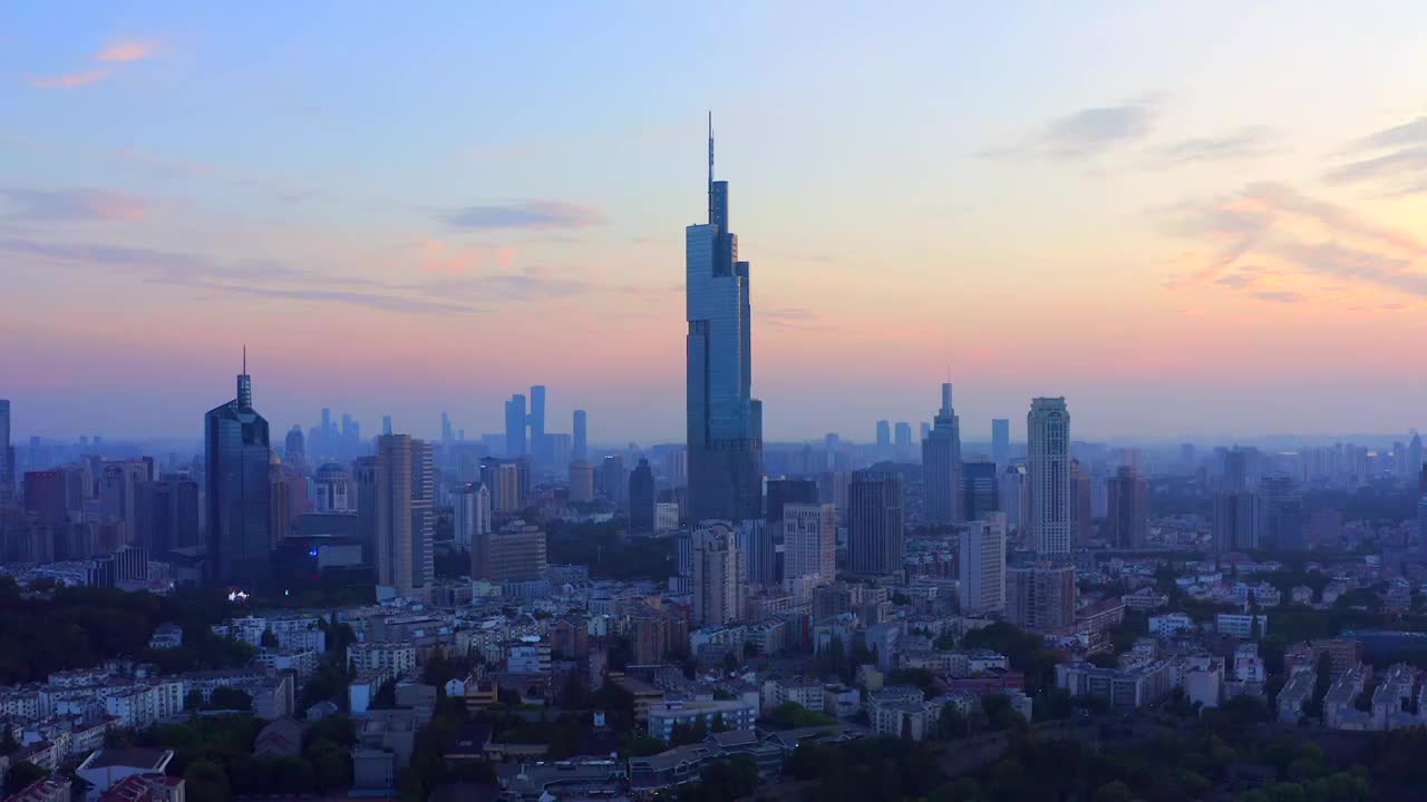 航拍南京现代城市风光夜景视频下载