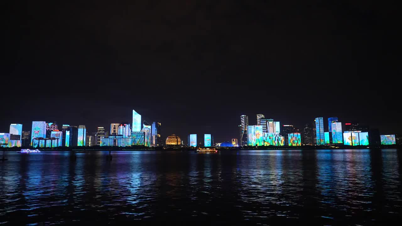 杭州钱江新城建筑夜景视频素材