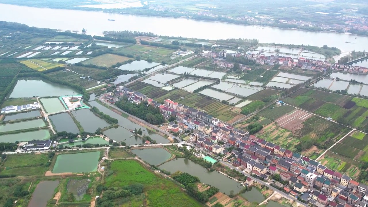 杭州富阳五丰岛自然风景航拍视频下载