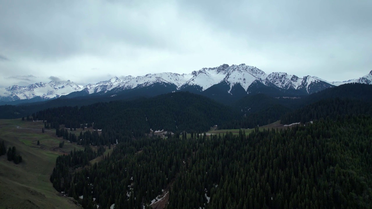 新疆维吾尔自治区,江布拉克,雪山,草地,峡谷,航拍视频下载