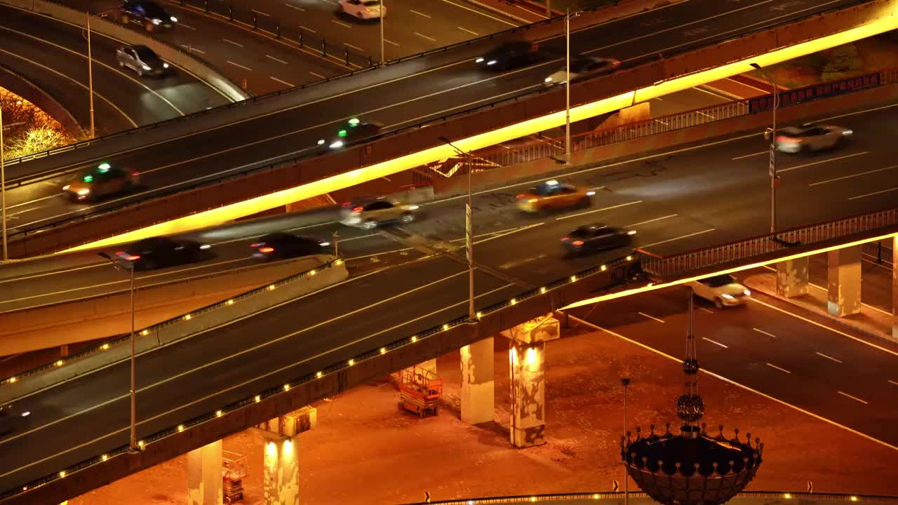 夜晚城市道路汽车交通景观视频素材