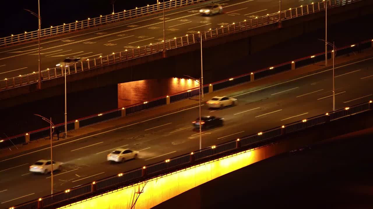 夜晚城市道路汽车交通景观视频素材