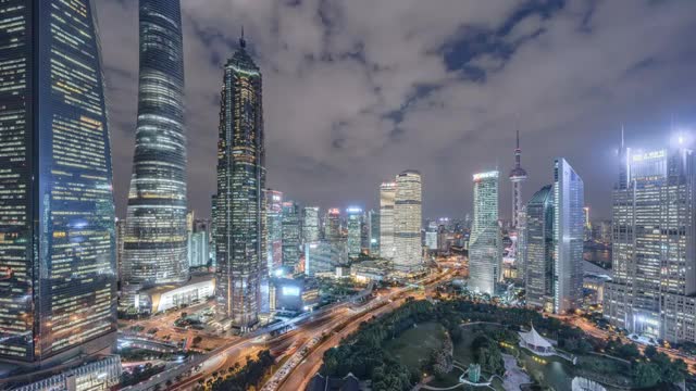 上海陆家嘴夜景视频素材