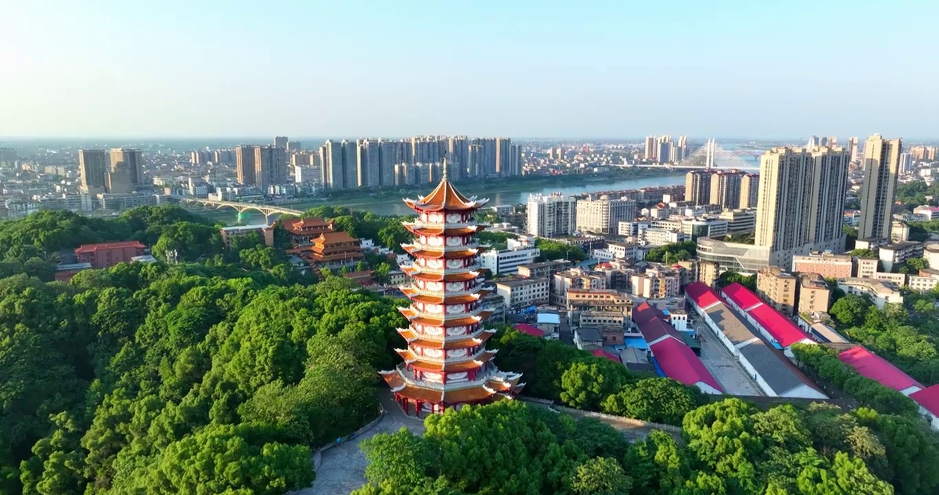 熊朝阳+航拍+湖南 益阳+城市风光视频素材