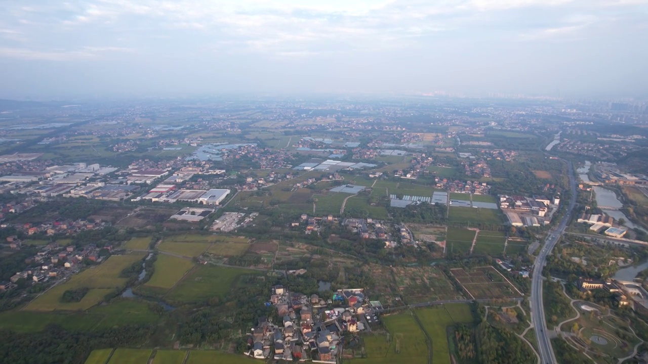 杭州余杭良渚城市建筑全景航拍视频素材