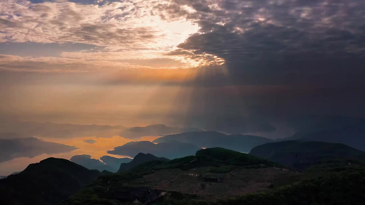 洛阳黛眉山 黄河大观 小浪底水库 日出视频素材