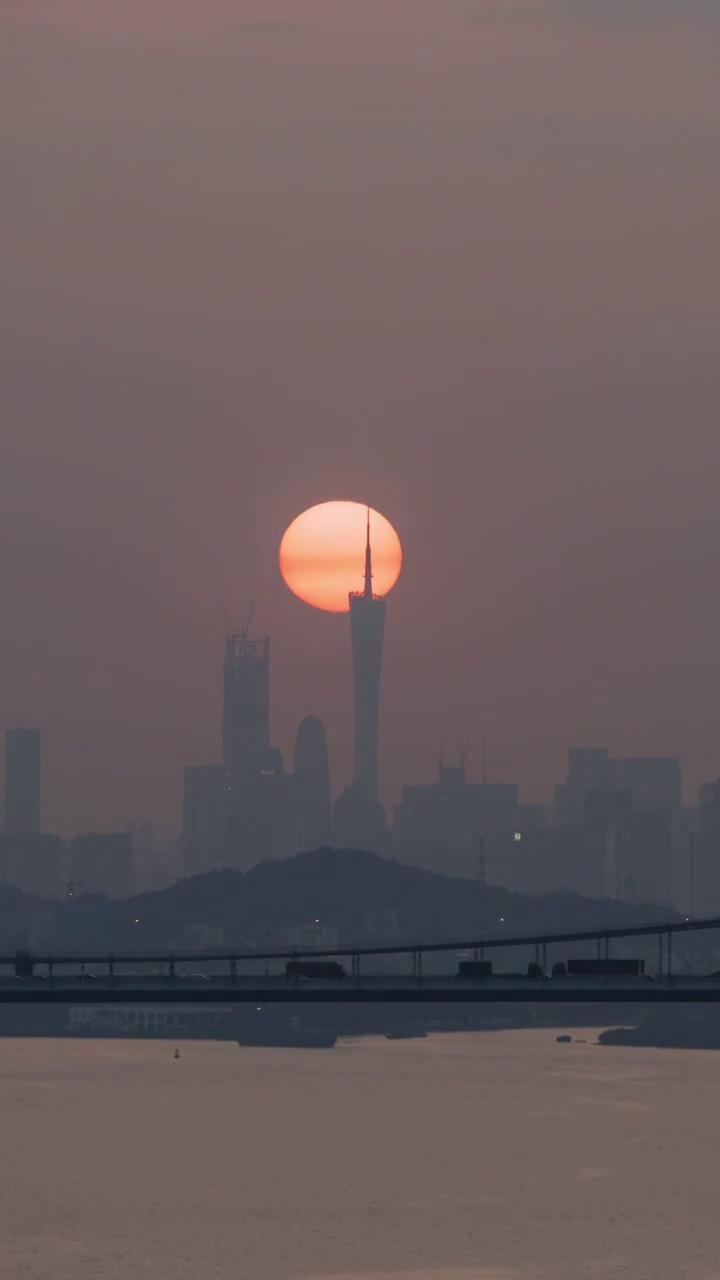 广州黄埔大桥日落视频素材