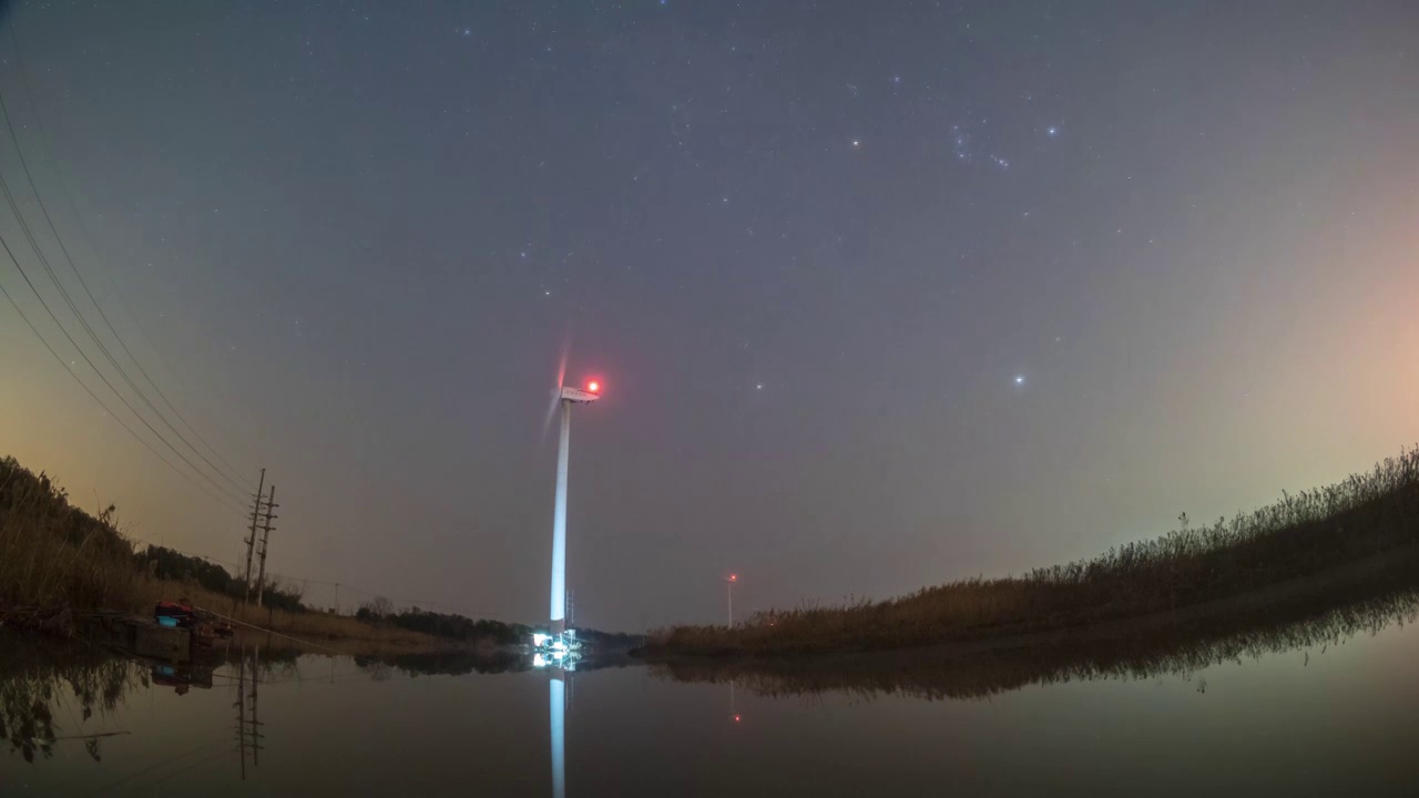 风力发电机星空8k延时视频素材