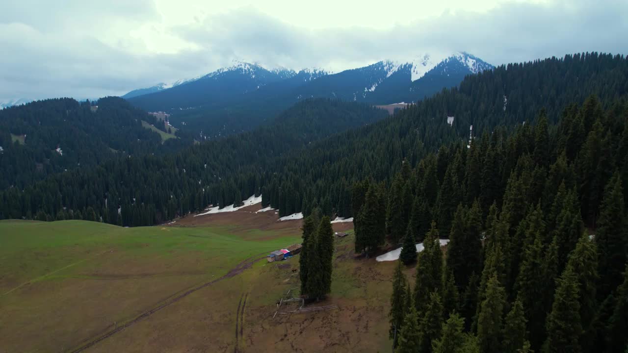 新疆维吾尔自治区,江布拉克,雪山,草地,峡谷,航拍视频素材