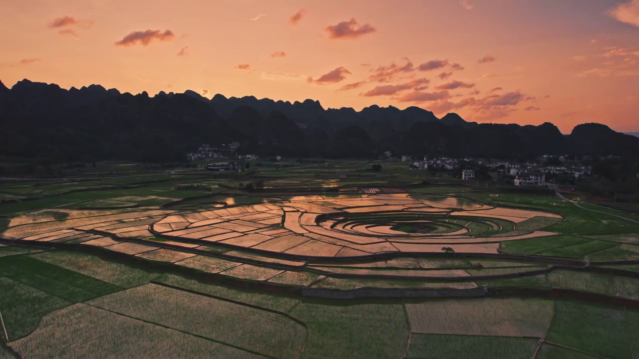 万峰林八卦田稻田视频素材