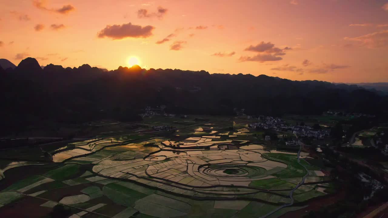 万峰林八卦田稻田视频素材