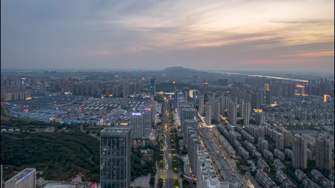 安徽蚌埠城市建筑夜景航拍延时视频素材