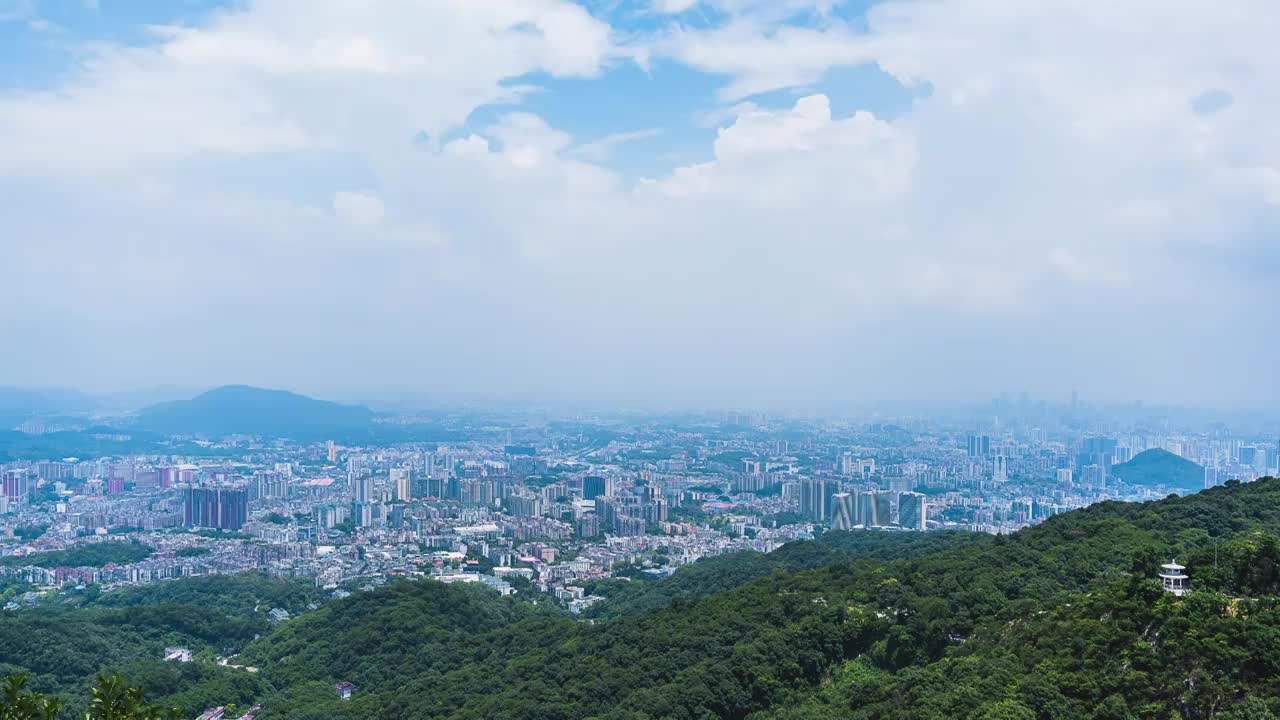 广州白云山风景城市风光云卷云舒蓝天白云延时摄影视频素材