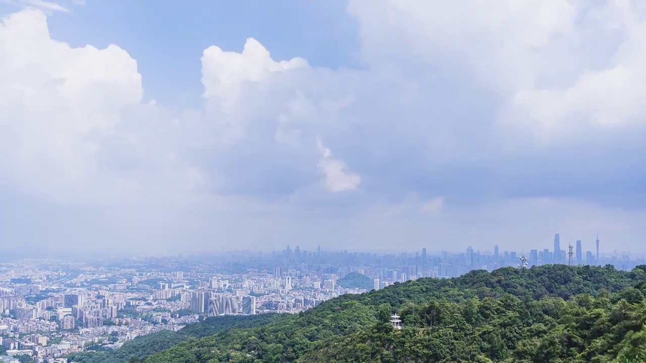 广州白云山风景城市风光云卷云舒蓝天白云延时摄影视频素材