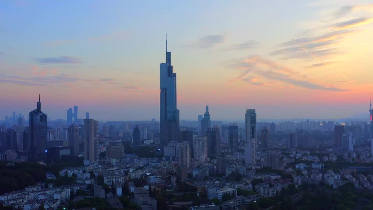 航拍南京现代城市风光夜景视频下载