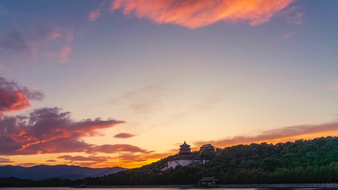 夏天北京颐和园夕阳晚霞延时视频素材