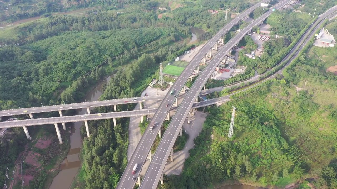 北碚区道路航拍视频素材