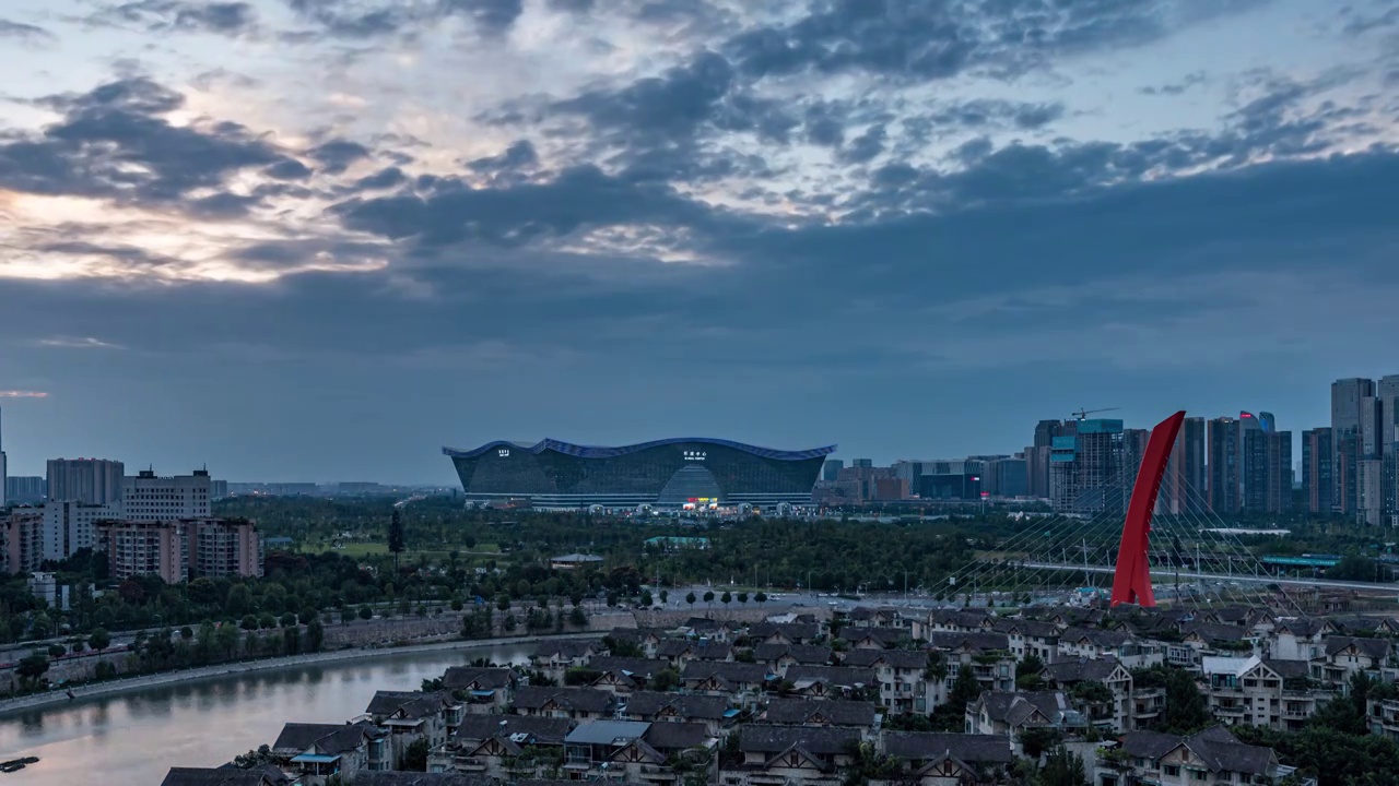 环球中心夕阳夜景视频素材