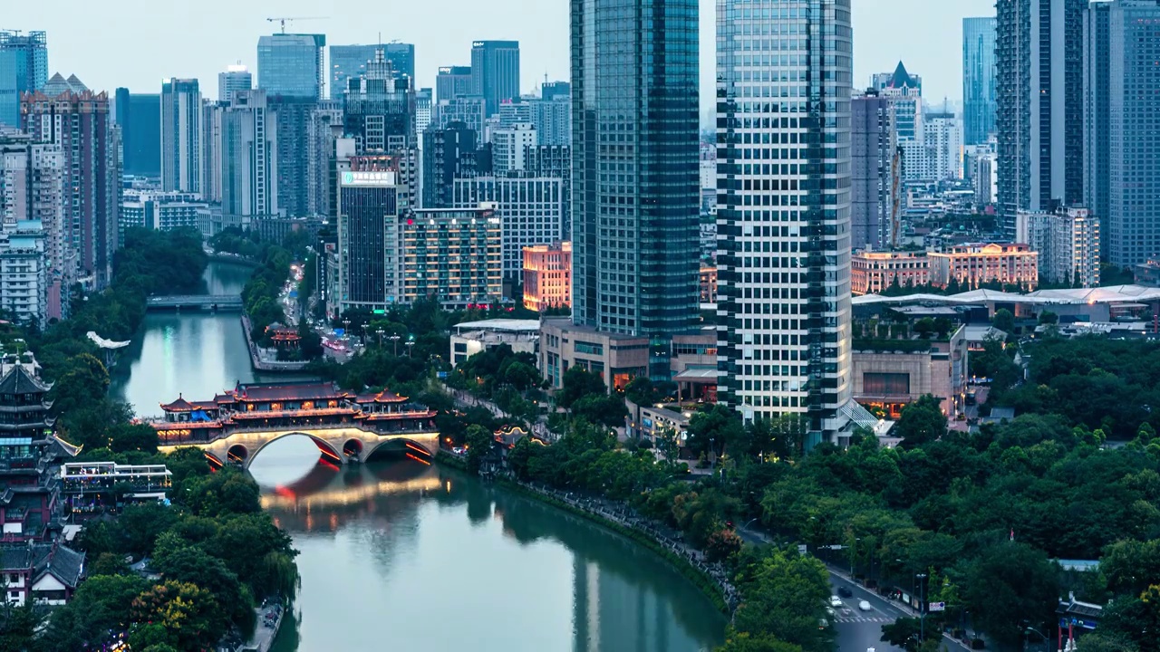 锦江九眼桥车流夜景视频素材