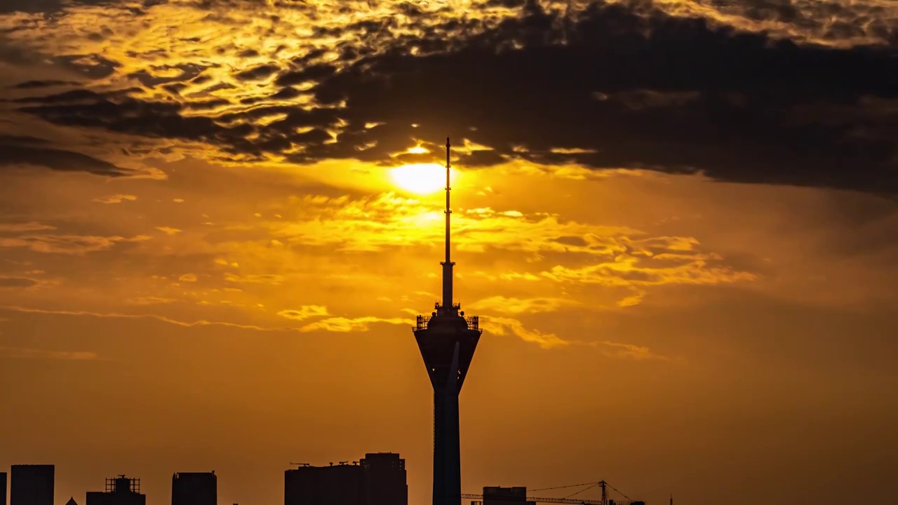 天府熊猫塔夕阳晚霞视频素材