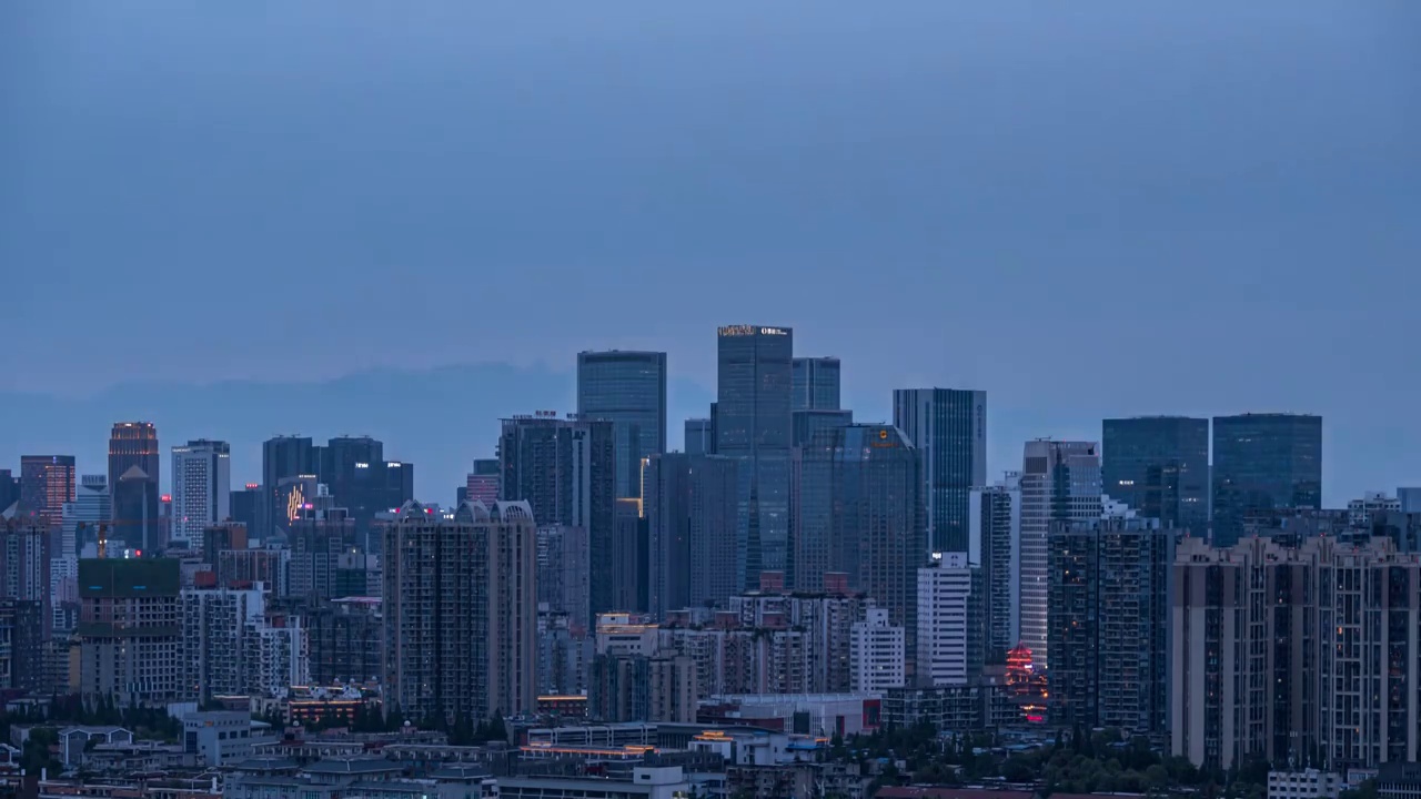 成都城市CBD全景夜景视频素材