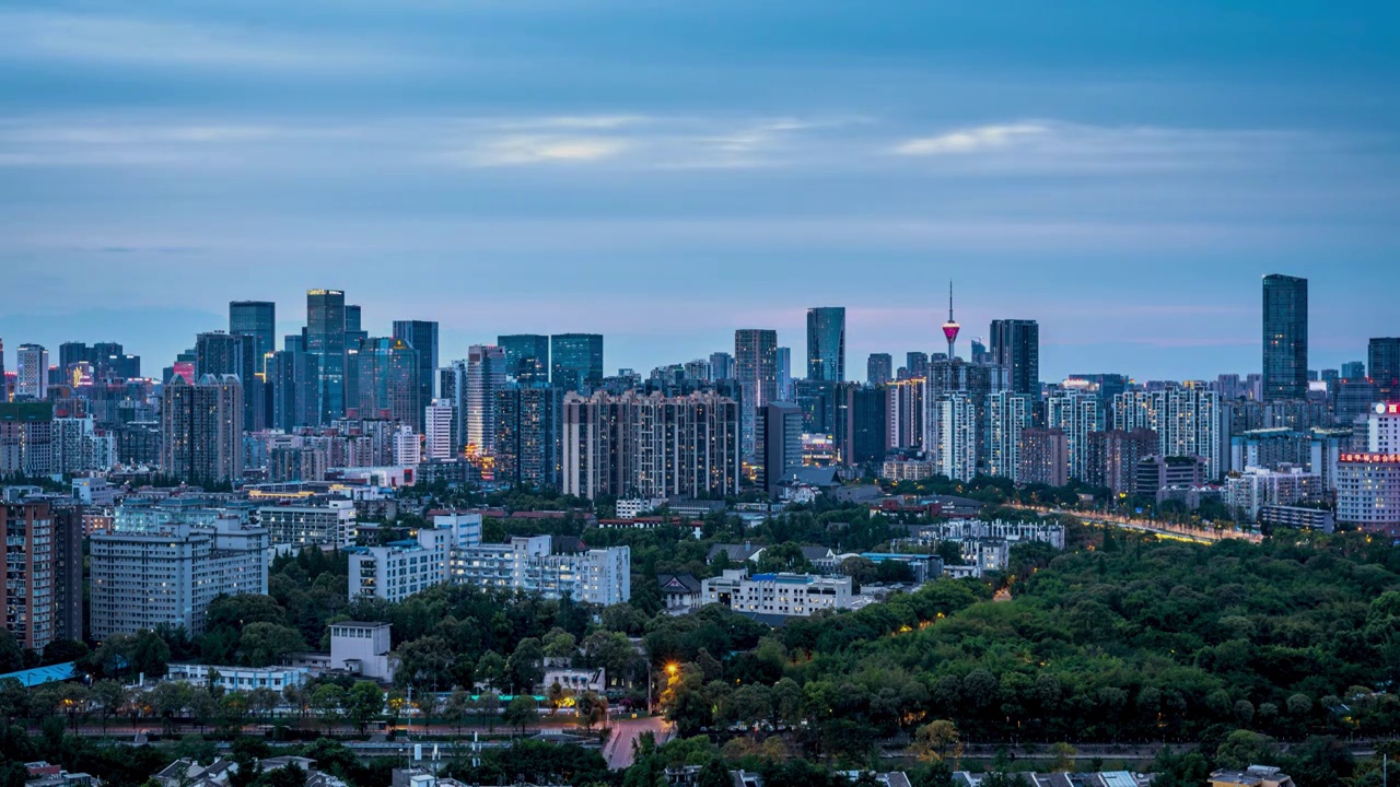 成都城市CBD全景夜景视频素材