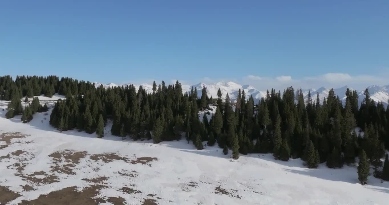 航拍新疆喀拉峻大草原雪景视频素材