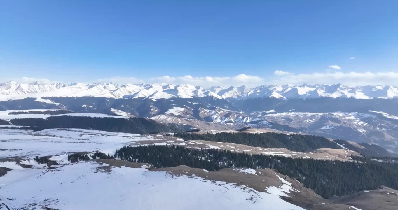 航拍新疆喀拉峻大草原雪景视频素材