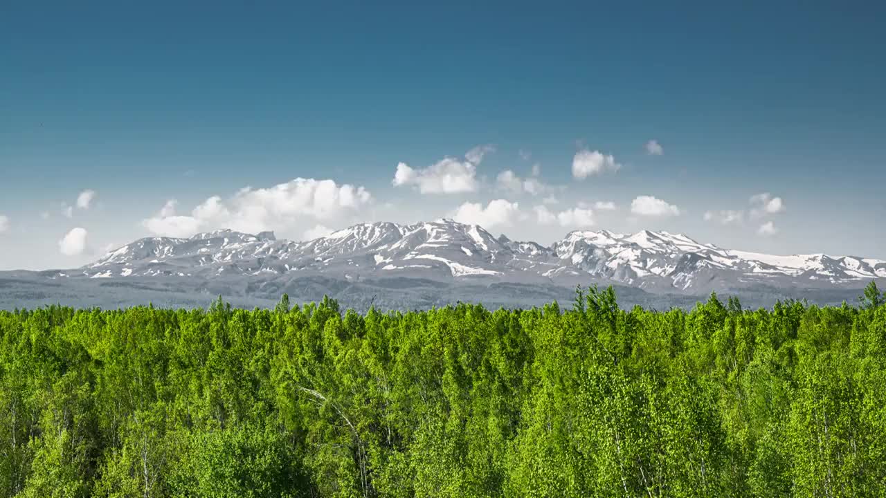 吉林长白山林海雪山航拍延时摄影视频素材