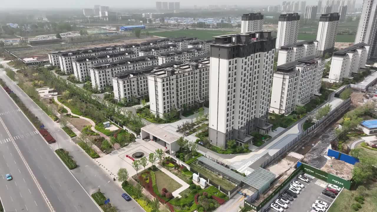 中国山东菏泽市城市风光航拍视频素材