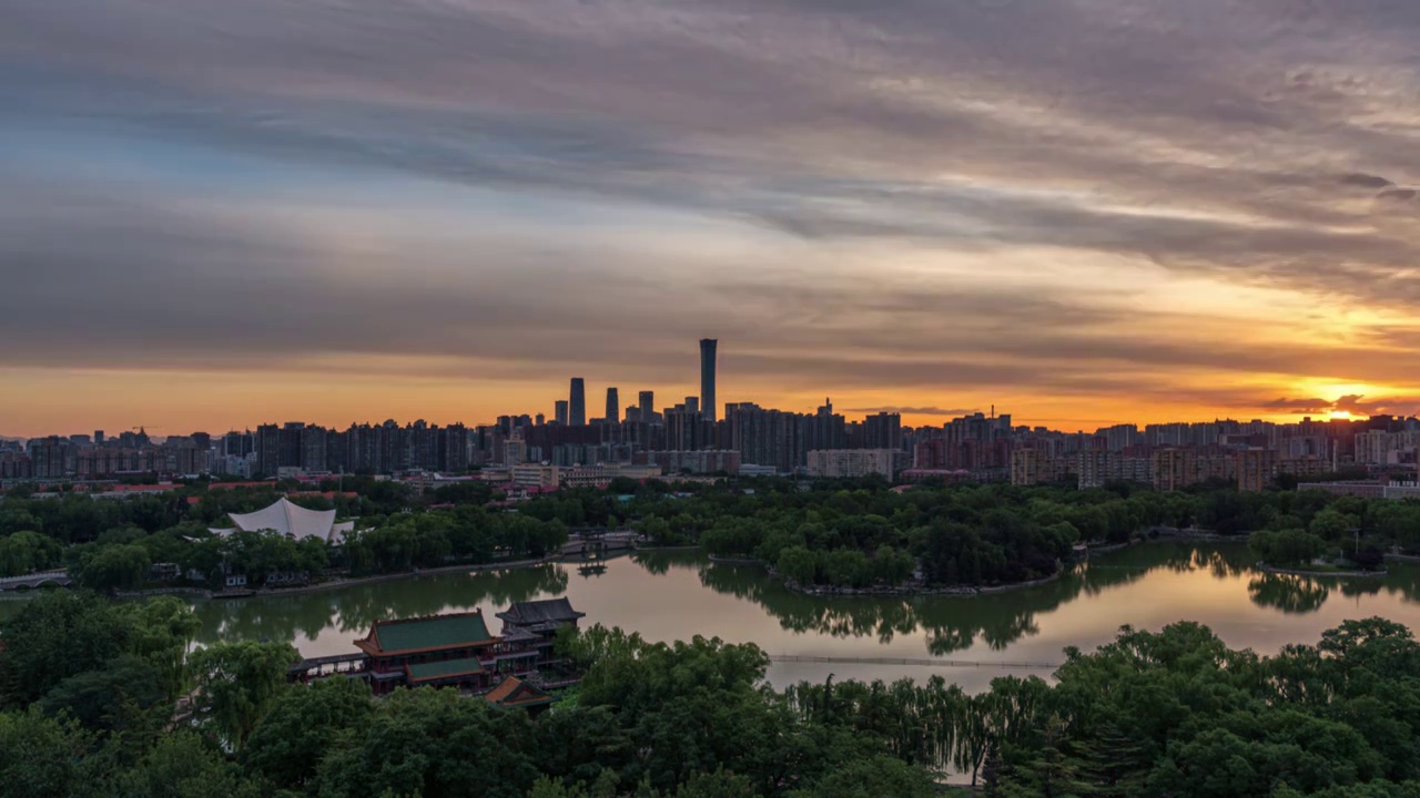 中国北京 城市朝霞日出视频素材