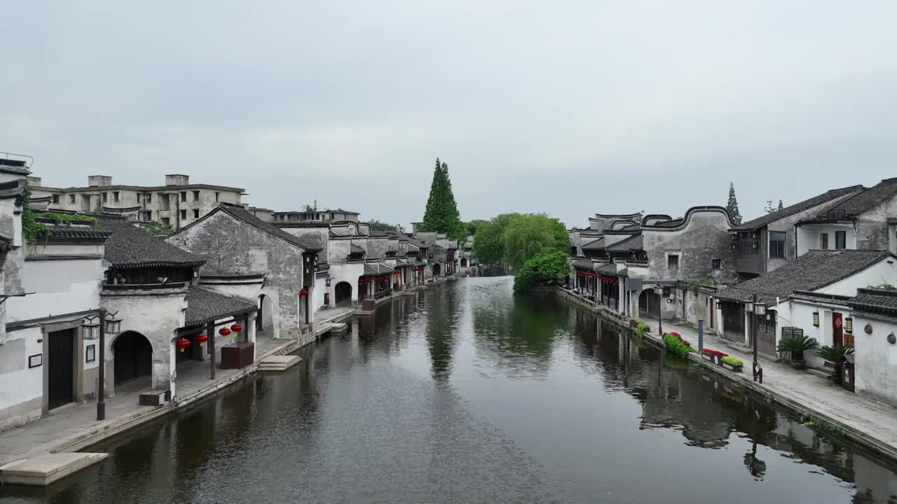 浙江湖州南浔水乡建筑风光航拍视频素材