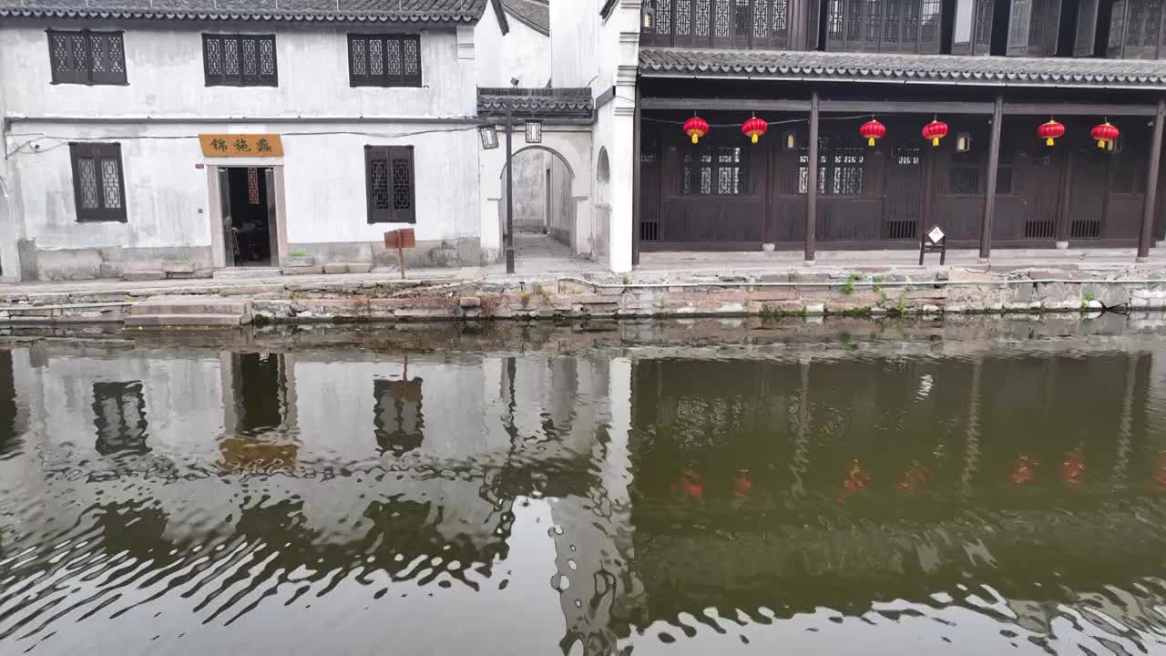 浙江湖州南浔水乡建筑风光航拍视频素材