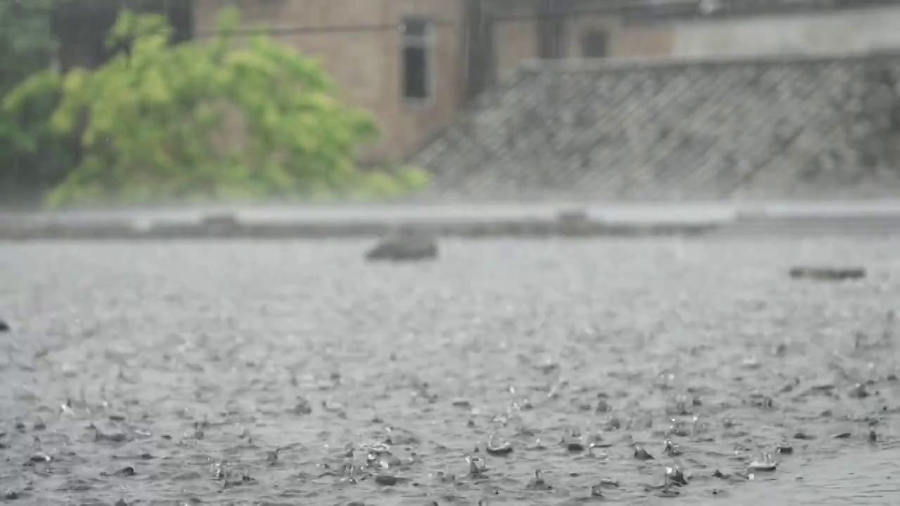 雨滴落在地上视频素材