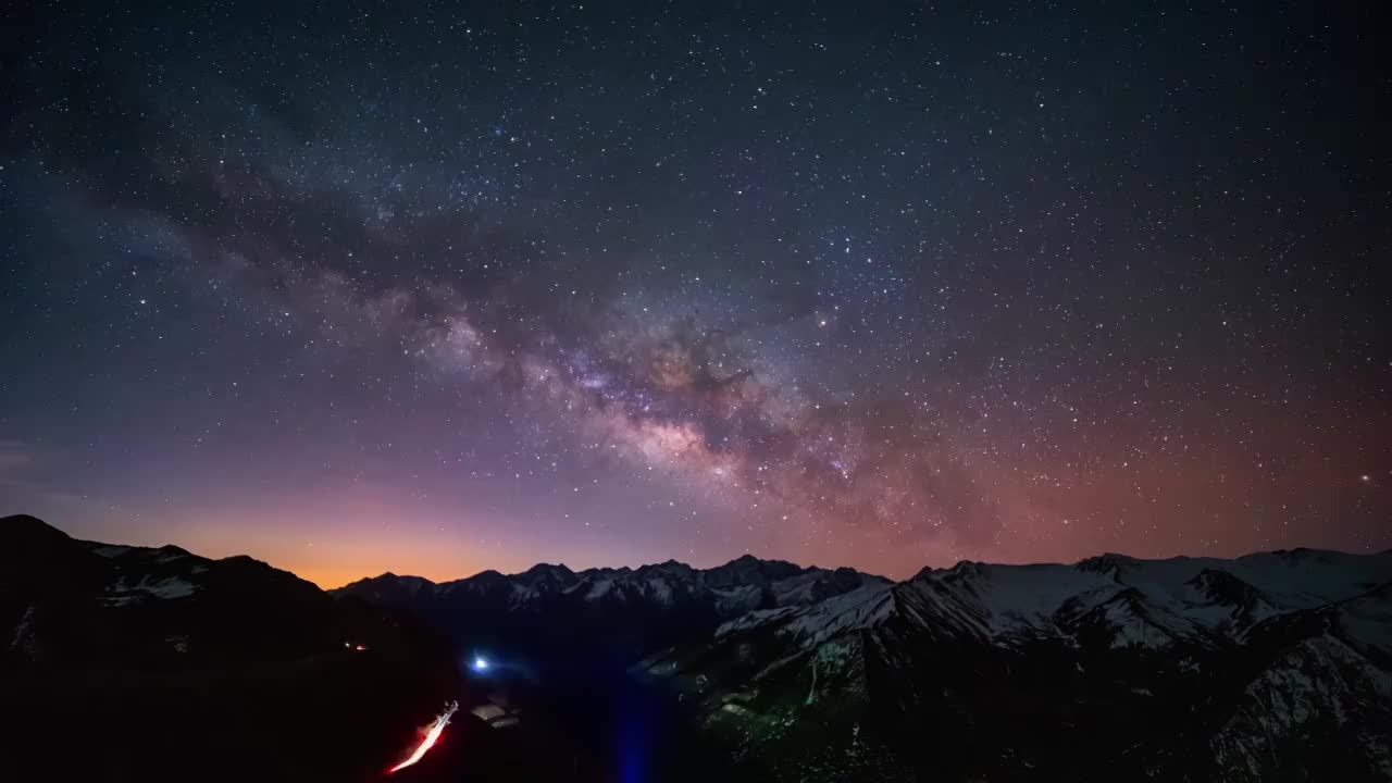 四川川西巴朗山星空银河延时视频素材