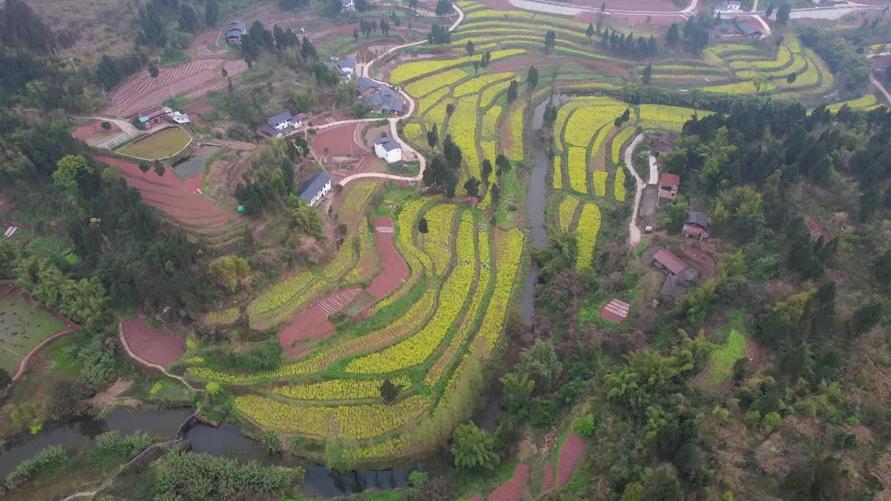 航拍重庆铜梁邱少云革命烈士家乡自然风光视频素材