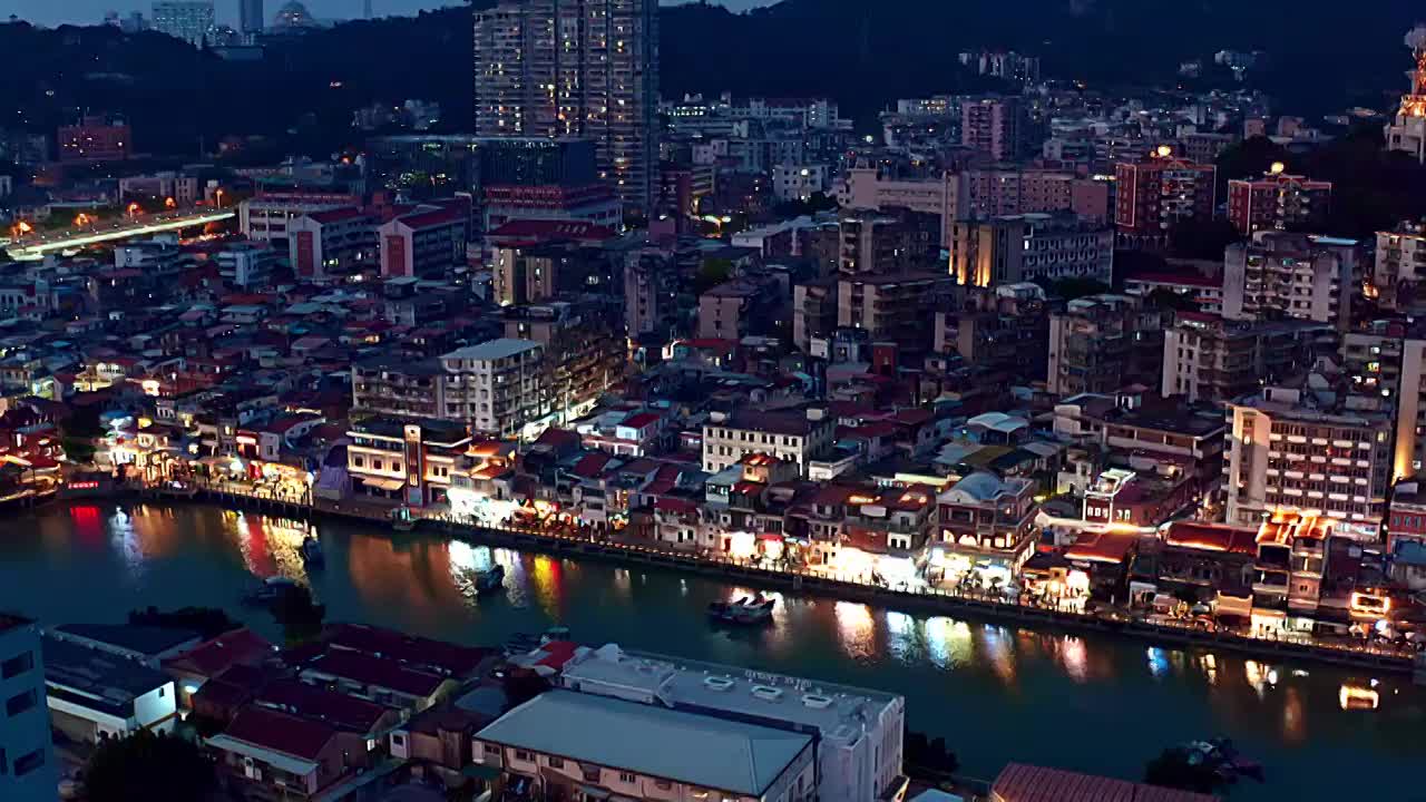 航拍福建厦门思明区沙坡尾夜景视频素材